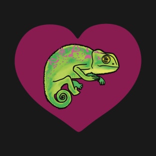 Purple Heart Colorful Chameleon for Chameleon Lovers T-Shirt