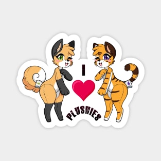 Fox and Tiger - I love plushies Magnet