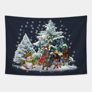 Bloodhound Basset Hound Snowman Christmas T shirt Tapestry