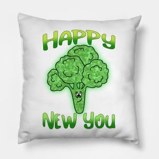 HAPPY New Year Healthy Funny Broccoli Pillow