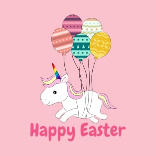 Happy Easter Unicorn with Easter Ballons Eggs T-Shirt