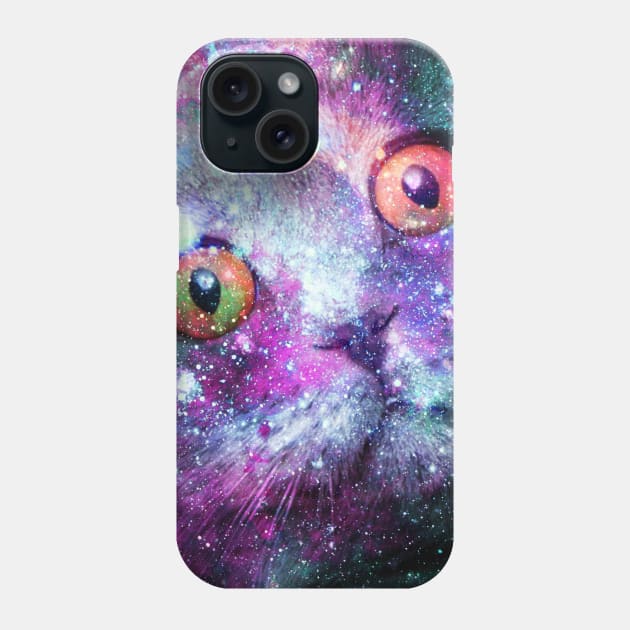 Cute Astro Space Cat In Universe Phone Case by Random Galaxy