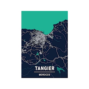 Tangier Blue Dark Color City Map T-Shirt