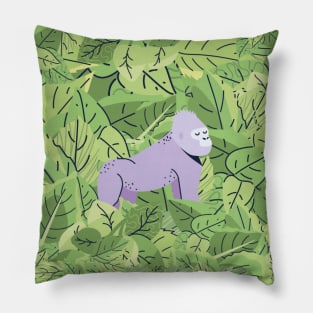 Gorilla in Leaves Pillow