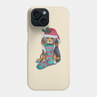 cute black and brown puppy dressed for christmas Phone Case