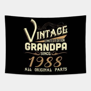 Vintage Grandpa Since 1988 Funny Man Myth Legend Daddy Tapestry