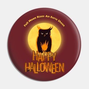 Eerie Moonlit Owl: Happy Halloween Pin