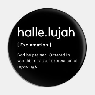 Hallelujah Dictionary Definition Typography - White text Black Background Pin