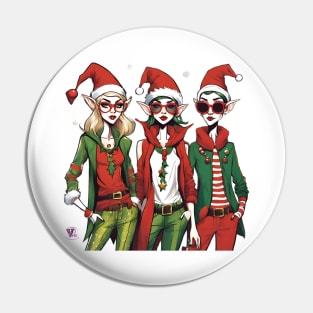 Fashionable Christmas Elves Pin