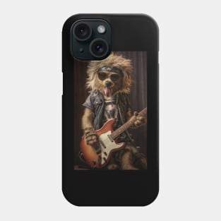 Rock n roll dog playing guitar Phone Case