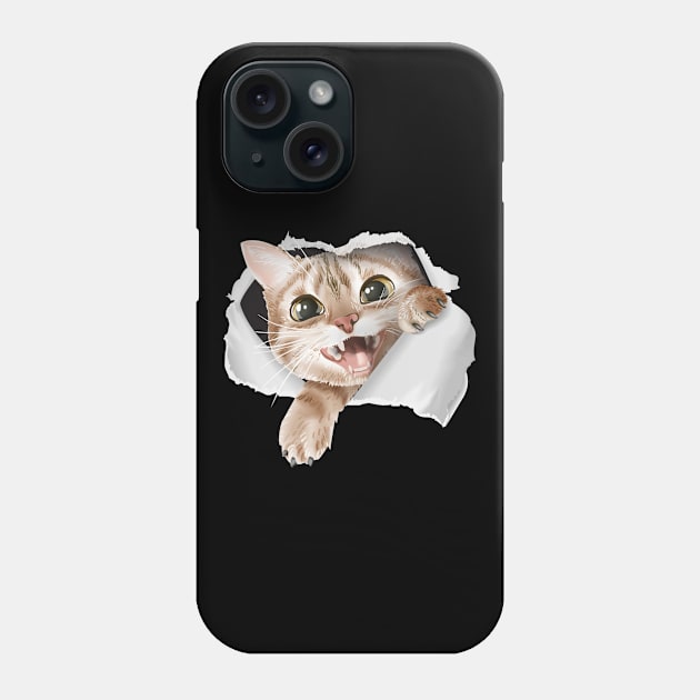 Cute Cat Mom Dad Kitten Torn Fathers Mothers Day Phone Case by Navarra