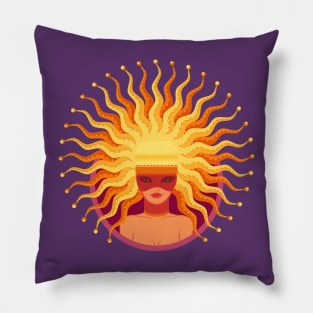 Young Woman Carnival Sun Hair Pillow