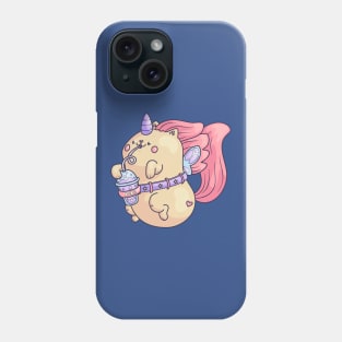 Unicorn kitten with boba tea Phone Case