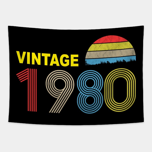 Vintage Retro year date birthday 1980 Tapestry by az_Designs