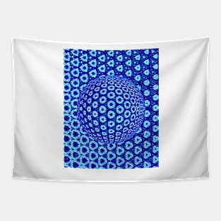 shades of light and dark blue mosaic over sphere Tapestry