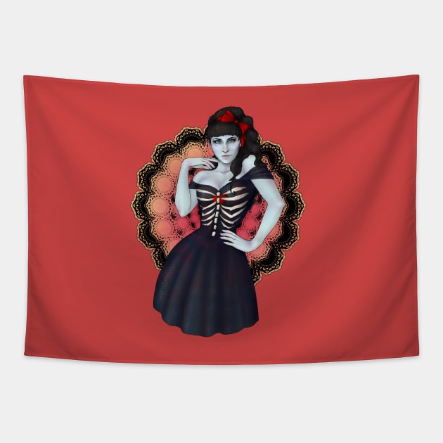 Dead Clara - Zombie Pinup Tapestry by CatAstropheBoxes