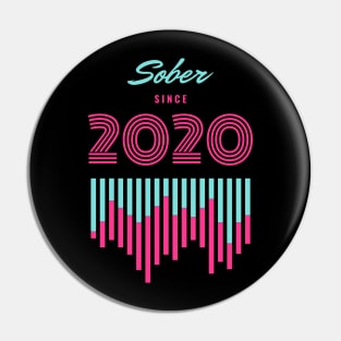 Retro Sober Since 2020 Alcoholic Recovery Pin