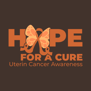 Hope For A Cure Butterfly - Uterine Cancer Awareness T-Shirt