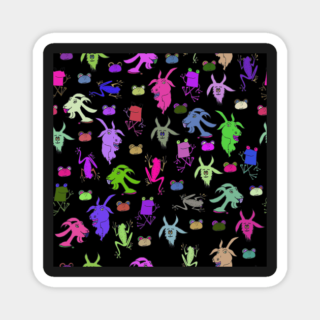 pattern with goats and frogs Magnet by ulyanaandreeva