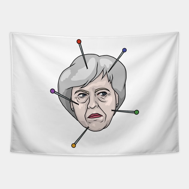 Theresa May Voodoo Doll Pin Illustration Tapestry by MelancholyDolly