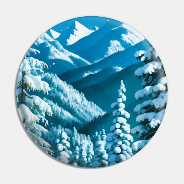 Snowy Hill in the Tundra - Alpine Scene Pin by CursedContent