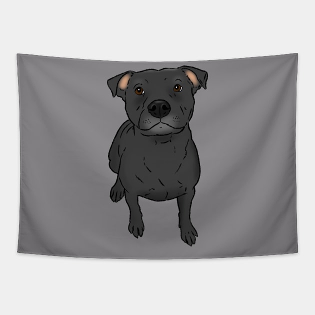 Black Pit Bull Drawing, Sitting Pittie Tapestry by sockdogs