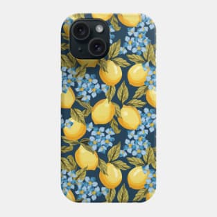 Lemons Pattern On Blue Phone Case