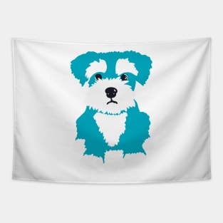 Sweet Turquoise Miniature Schnauzer Puppy on A Pink Background Tapestry