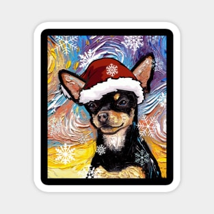 Black and Tan Shirt Hair Chihuahua Santa Magnet