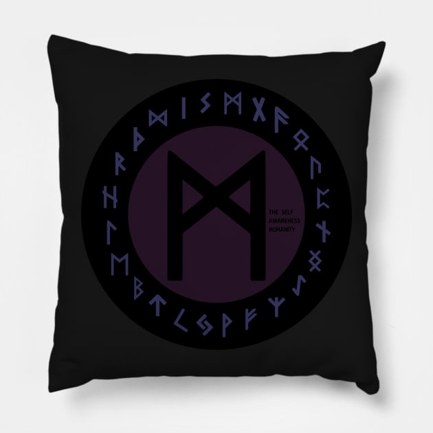 Purple Mannaz Elder Futhark Rune | Viking | Pagan Symbol Pillow by DepicSpirit