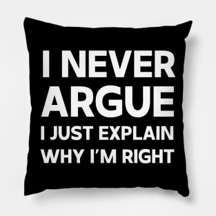 i never argue i just explain Pillow