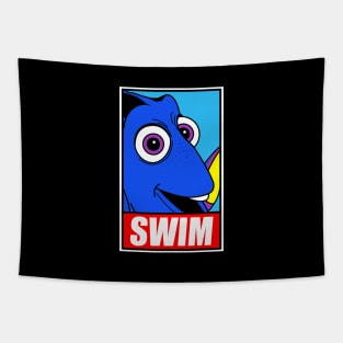 Cute Just Keep Swimming Movie Quote Fish Meme Tapestry