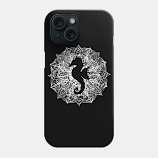 White Mandala Circle Seahorse Phone Case