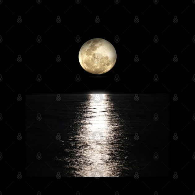 moon ocean calm view by tedd