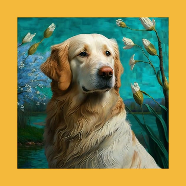 Golden Retriever Posing for a Painting by Star Scrunch