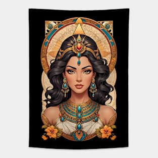 Cleopatra Queen of Egypt retro vintage floral design Tapestry