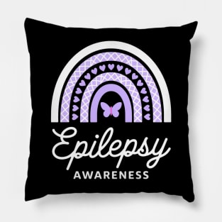 Epilepsy Awareness Boho Rainbow Pillow