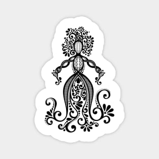 Monochrome Silhouette Goddess of Nature with Ornament Magnet