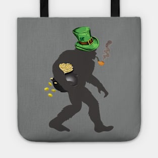 St. Patrick's Day Lucky Bigfoot Carrying Pot of Gold Tote