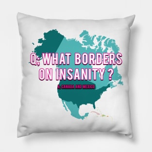 What Borders on Insanity? A: Canada and Mexico Pillow