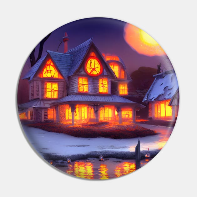 Halloween Horror House in the Snow Pin by DaysuCollege