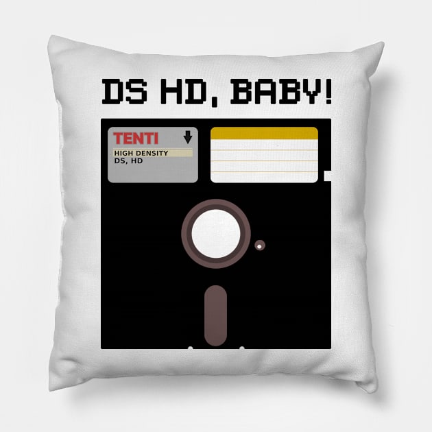 DS HD, BABY! - Floppy is forever (black) Pillow by tentihandmade