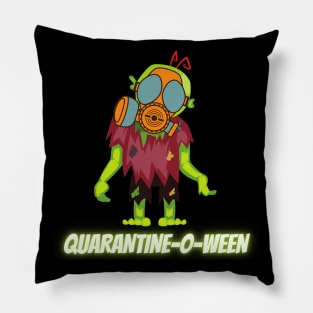 Quarantine-O-Ween Zombie Lovers Funny Halloween Gift Undead Costume Radioactive Zombie Living Radioactive Green Dead Gaz Mask Quarantine Mask Halloween for People in Quarantine Pillow