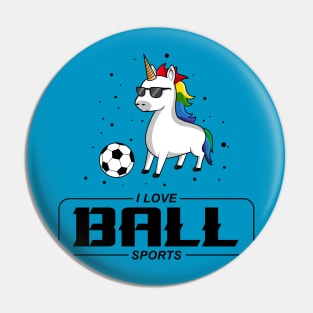 Cool Unicorn is playing soccer Pin