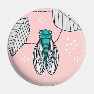 Cicadas in Pink + Teal Pin