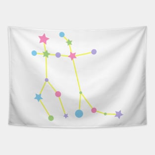 Gemini Zodiac Constellation in Rainbow Pastels Tapestry