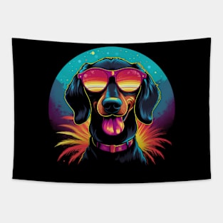 Retro Wave Dachshound Dog Shirt Tapestry