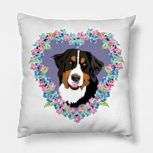 Bernese Mt dog Lover heart purple pink Pillow