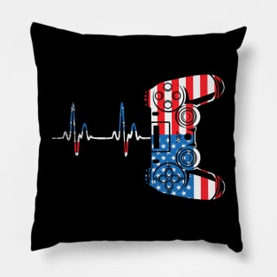 Gamer Heartbeat Video Game Lover 4th of july Pillow