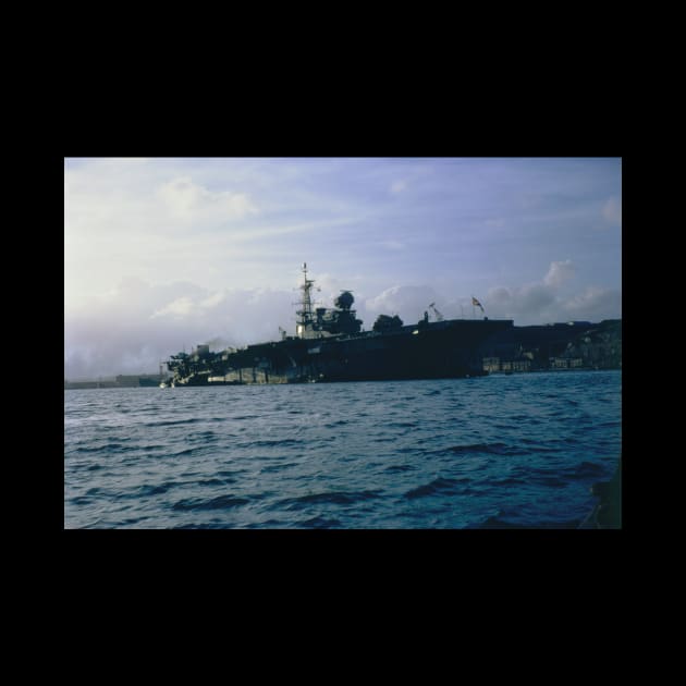 HMS Hermes aircraft carrier docked somewhere in the Med in the 1960s by ownedandloved